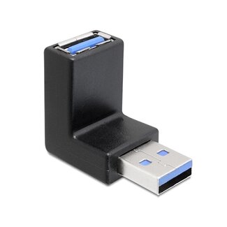 DeLOCK USB-A (m) - USB-A (w) Winkeladapter nach unten - USB 3.0 / Schwarz