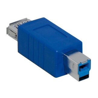 InLine USB-B (m) auf USB-A (w) Adapter - USB 3.0 / Blau