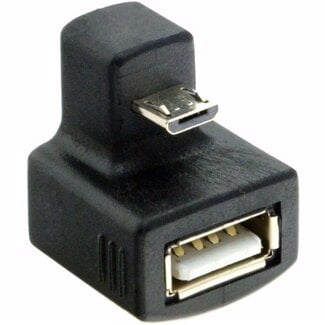 Coretek USB Micro B (m) auf USB-A (w) OTG Adapter mit Winkel (Version 2) – bis 1A / Schwarz