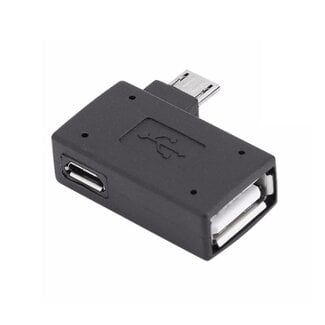 Dolphix Micro USB (m) auf USB-A (w) + Micro USB (w) OTG Adapter - rechtwinklig rechts - USB 2.0 / schwarz