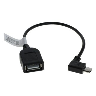 OTB USB Micro B (m) Winkelstecker zu USB-A (w) OTG Adapter - USB 2.0 - bis 1A / Schwarz - 0,10 m