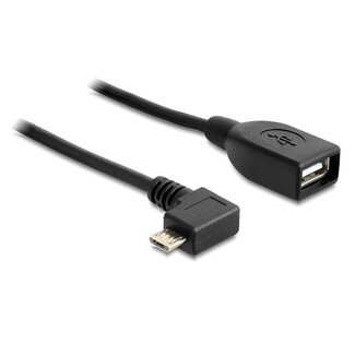 DeLOCK USB Micro B (m) rechtwinklig zu USB-A (w) OTG Adapter - USB 2.0 - bis 1A / schwarz - 0,50 m
