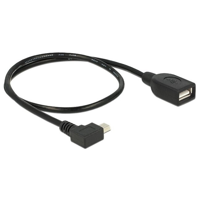 USB Mini B (m) rechtwinklig zu USB-A (w) OTG Adapter - USB 2.0 - bis 1A / schwarz - 0,50 m