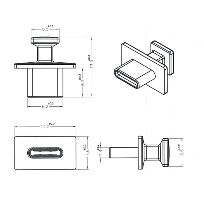 USB-C Schutzkappen mit großem Griff, 10 Stück, weiß