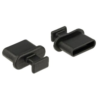 DeLOCK Abdeckkappen USB-C Buchsen mit Griff, 10 Stück, Schwarz