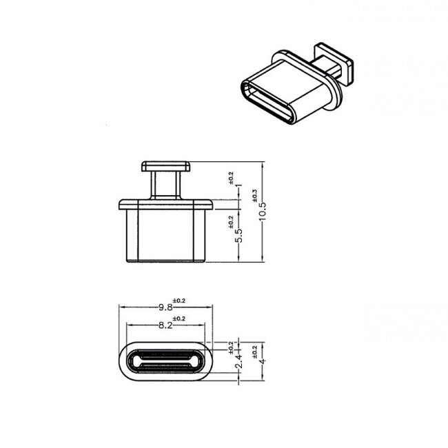 Abdeckkappen USB-C Buchsen mit Griff, 10 Stück, Weiß