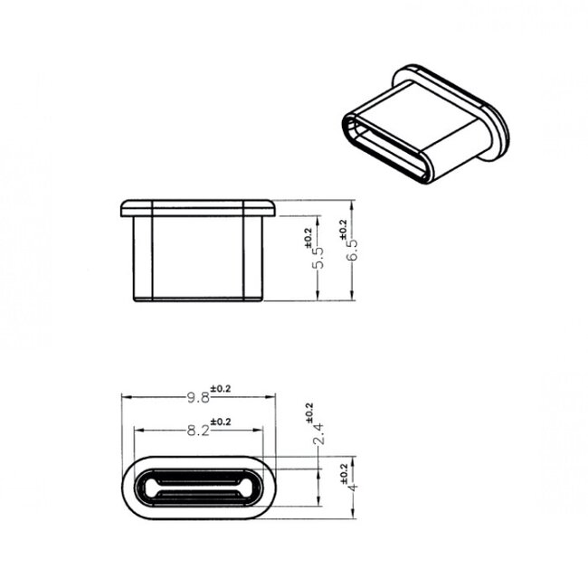Abdeckkappen USB-C Buchsen ohne Griff (10 Stück) Weiß