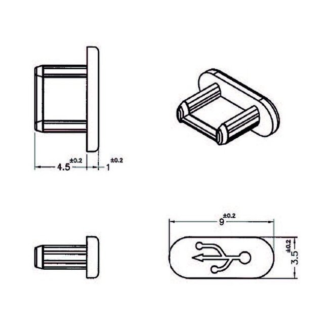 Abdeckkappen USB Micro B Buchse ohne Griff (10 Stück)