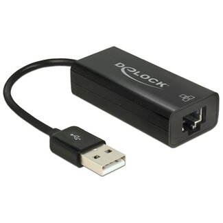 DeLOCK DeLOCK USB-A auf RJ45 Fast Ethernet LAN Adapter - USB 2.0 - CAT5 / Schwarz - 0,10 m