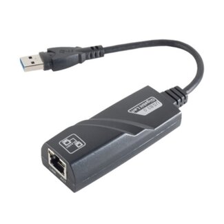 Dolphix USB-A zu RJ45 Gigabit Ethernet LAN Adapter - USB 3.0 - CAT6 / Schwarz - 0,10 m