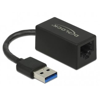 DeLOCK USB-A zu RJ45 Gigabit Ethernet LAN Adapter / kompakt - USB 3.0 - CAT6 / schwarz - 0,10 m
