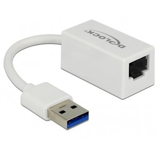 DeLOCK USB-A zu RJ45 Gigabit Ethernet LAN Adapter, kompakt - USB 3.0 - CAT6 / Weiß - 0,10 m