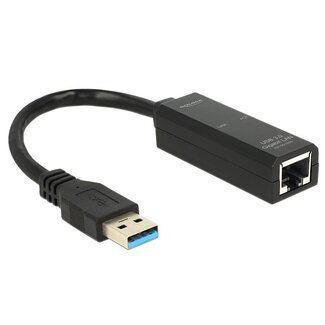 DeLOCK Premium USB-A zu RJ45 Gigabit Ethernet LAN Adapter - USB 3.0 - CAT6 / Schwarz - 0,10 m