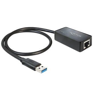 DeLOCK Premium USB-A zu RJ45 Gigabit Ethernet LAN Adapter - USB 3.0 - CAT6 / Schwarz - 0,50 m