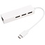 USB-C auf RJ45 Fast Ethernet LAN Adapter mit 3-Port USB 2.0 Hub - CAT5 / Weiß - 0,15 m