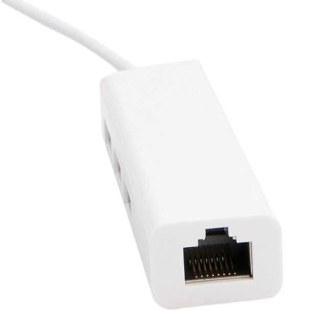 USB-C auf RJ45 Fast Ethernet LAN Adapter mit 3-Port USB 2.0 Hub - CAT5 / Weiß - 0,15 m