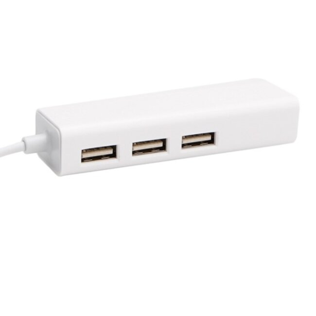 USB-C auf RJ45 Fast Ethernet LAN Adapter mit 3-Port USB 2.0 Hub - CAT5 / Weiß - 0,15 m