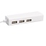 USB-C auf RJ45 Fast Ethernet LAN Adapter mit 3-Port USB 2.0 Hub - CAT5 / Weiß - 0,15 m