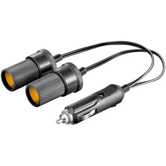 Goobay Zigarettenanzünder-Stecker-Splitter mit 2 x 12-24V Anschlüssen, schwarz - 0,20 m