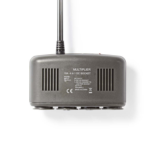 Nedis Zigarettenanzünder Verteiler 4x 12V + 1x USB-A, 1m, Schwarz