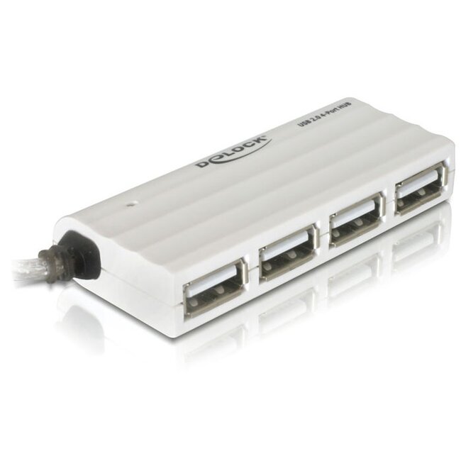 DeLOCK USB 2.0 Hub 4 Ports - busbetrieben - weiß/silber - 0,20 m