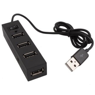 Coretek USB-Hub 4 Ports mit Ein/Aus-Schalter - USB 2.0 - busbetrieben - schwarz - 0,25 m