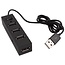 USB-Hub 4 Ports mit Ein/Aus-Schalter - USB 2.0 - busbetrieben - schwarz - 0,25 m