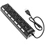 USB-Hub 7 Ports mit Ein/Aus-Schaltern - USB 2.0 - busbetrieben - Schwarz - 0,40 m