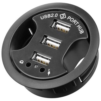 Goobay Goobay USB 2.0 Einbau-Hub 3 Ports mit Audio, busbetrieben, schwarz, 1,5 m