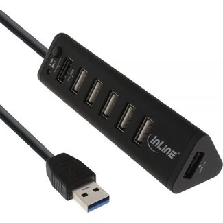 InLine InLine Smart USB-Hub 7 Ports USB2.0/3.0 busbetrieben schwarz 0,5 m