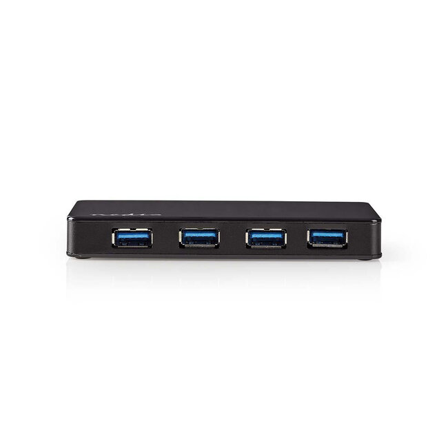 Nedis USB 3.0 Hub 4 Ports mit externer Stromversorgung, Schwarz, 0,80 m