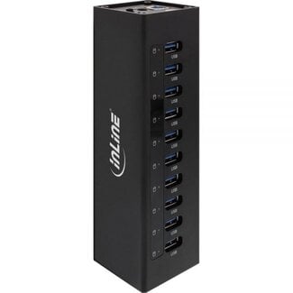 InLine InLine USB 3.0 Hub 10 Ports mit externer 12V Stromversorgung, 1m, Schwarz