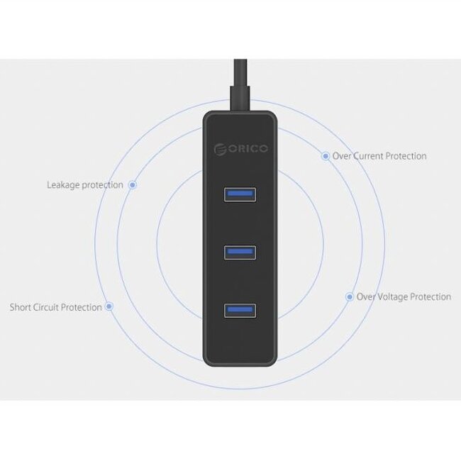 Orico USB 3.0 Hub 4 Ports - Bus-powered / Schwarz - 0,30 m