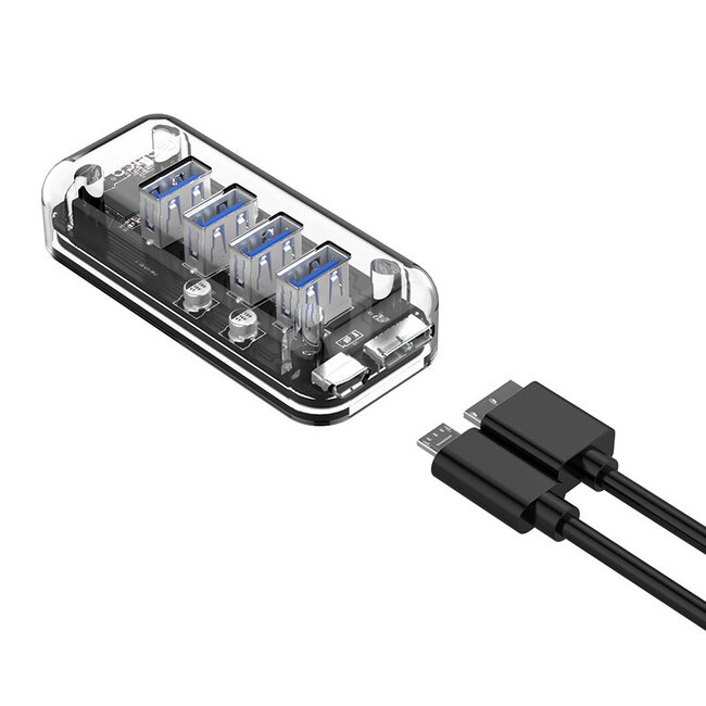Orico USB 3.0 Hub 4 Ports - Bus-powered / Transparent - 1 Meter