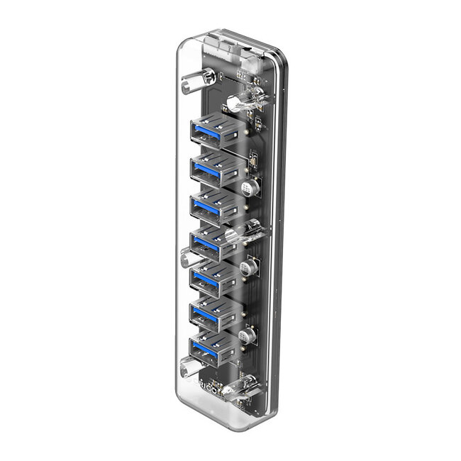 Orico USB 3.0 Hub mit 7 Ports – busbetrieben – transparent – 1 Meter