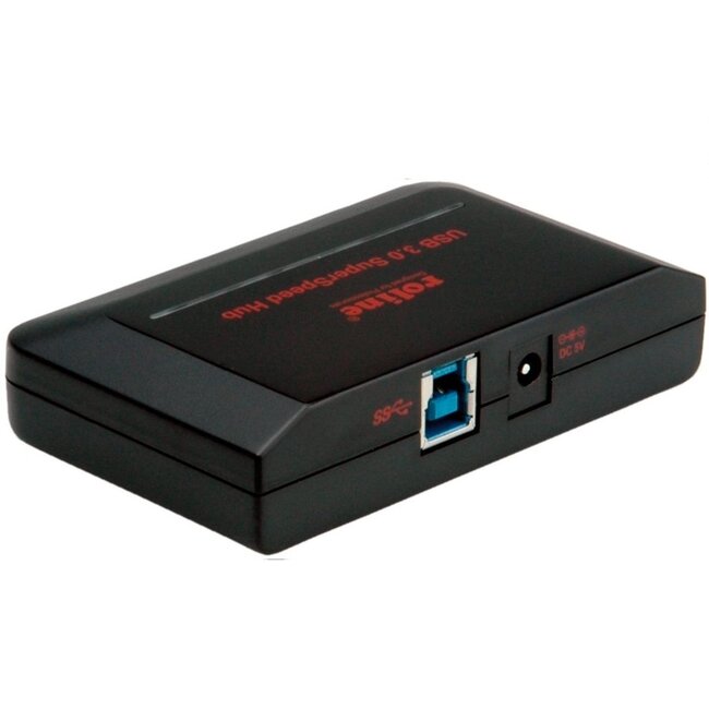 Roline USB 3.0 Hub 4 Ports mit externer Stromversorgung – Schwarz