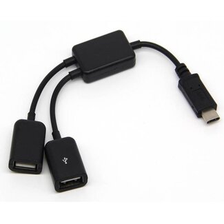 Dolphix USB-C Hub mit 2 USB-A Anschlüssen - busbetrieben - USB 2.0 - schwarz - 0,15 m