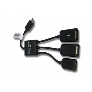 Coretek USB Micro B Hub mit 2 USB-A + 1 USB Micro B Anschlüssen - buspowered - USB 2.0 - schwarz - 0,15 m