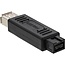 FireWire 400-800 Adapter 9-polig (m) - 6-polig (w), Schwarz