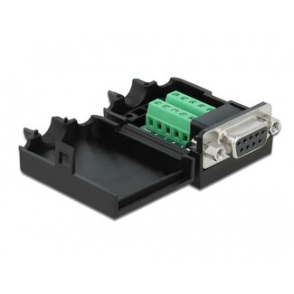 DeLOCK Serieller RS232 9-pol SUB-D Stecker mit Schraubanschlüssen - 10-pol Terminalblock mit Gehäuse und Schrauben