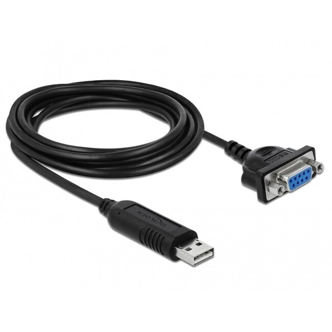 USB-A (m) auf 9-pol SUB-D Buchse RS232 Adapter mit Muttern - FTDI Chip, 1,8 m
