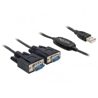 DeLOCK USB-A (m) zu 2x 9-pol SUB-D mit Schrauben (m) Seriell RS232 Adapter / FTDI Chip - 1,4 m