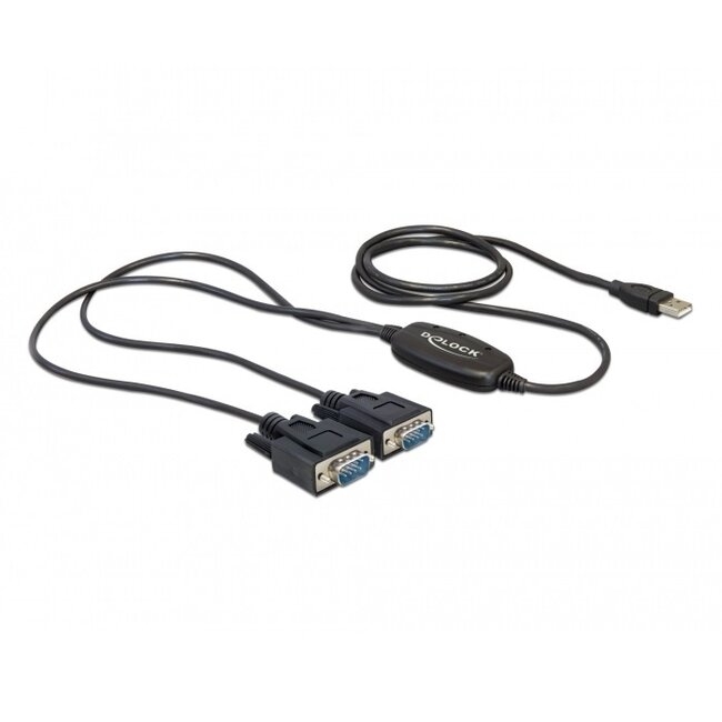 USB-A (m) zu 2x 9-pol SUB-D mit Schrauben (m) Seriell RS232 Adapter / FTDI Chip - 1,4 m