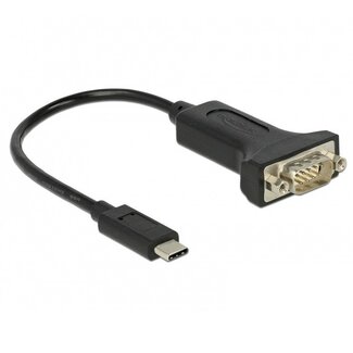 DeLOCK USB-C (m) auf 9-pol SUB-D (m) RS232 Seriell Adapter mit Muttern - 0,25 m, FTDI Chip