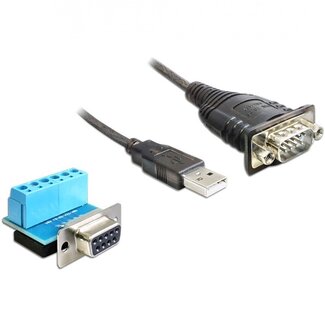 DeLOCK USB-A (m) zu 9-pol SUB-D (m) RS422/RS485 Adapter mit Muttern, FTDI Chip, inkl. Terminalblock - 0,80 m