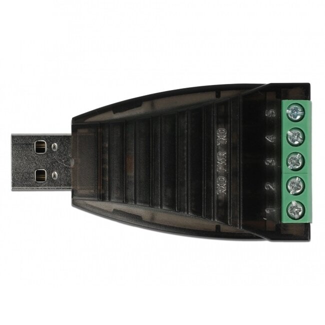 USB-A (m) auf 5-pol Terminalblock (w) RS422/RS485 Adapter mit FTDI Chip, ESD- und Überspannungsschutz