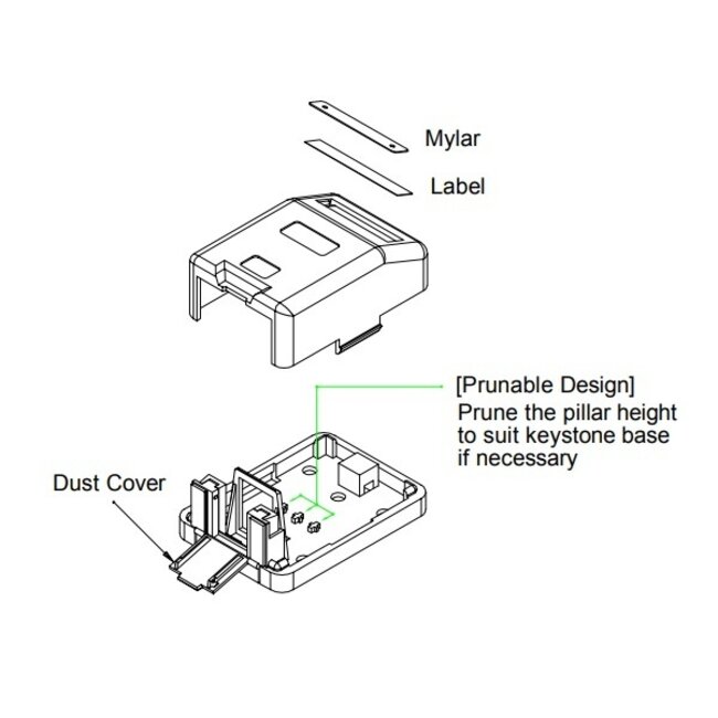 Ausgangsdose mit Abdeckplatte | für 1 Keystone-Modul | Weiß