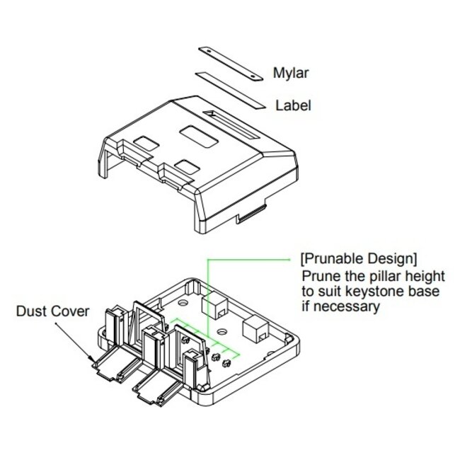 Abzweigdose mit Abdeckkappen | für 2 Keystone-Module | Weiß
