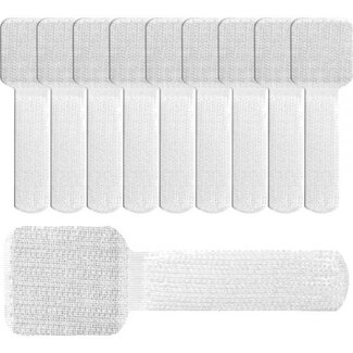 LTC Klettband-Kabelbinder mit Klebestreifen Weiß (10 Stück)