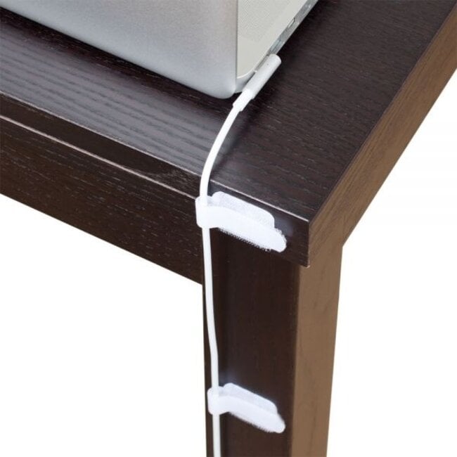 Klettband-Kabelbinder mit Klebestreifen Weiß (10 Stück)